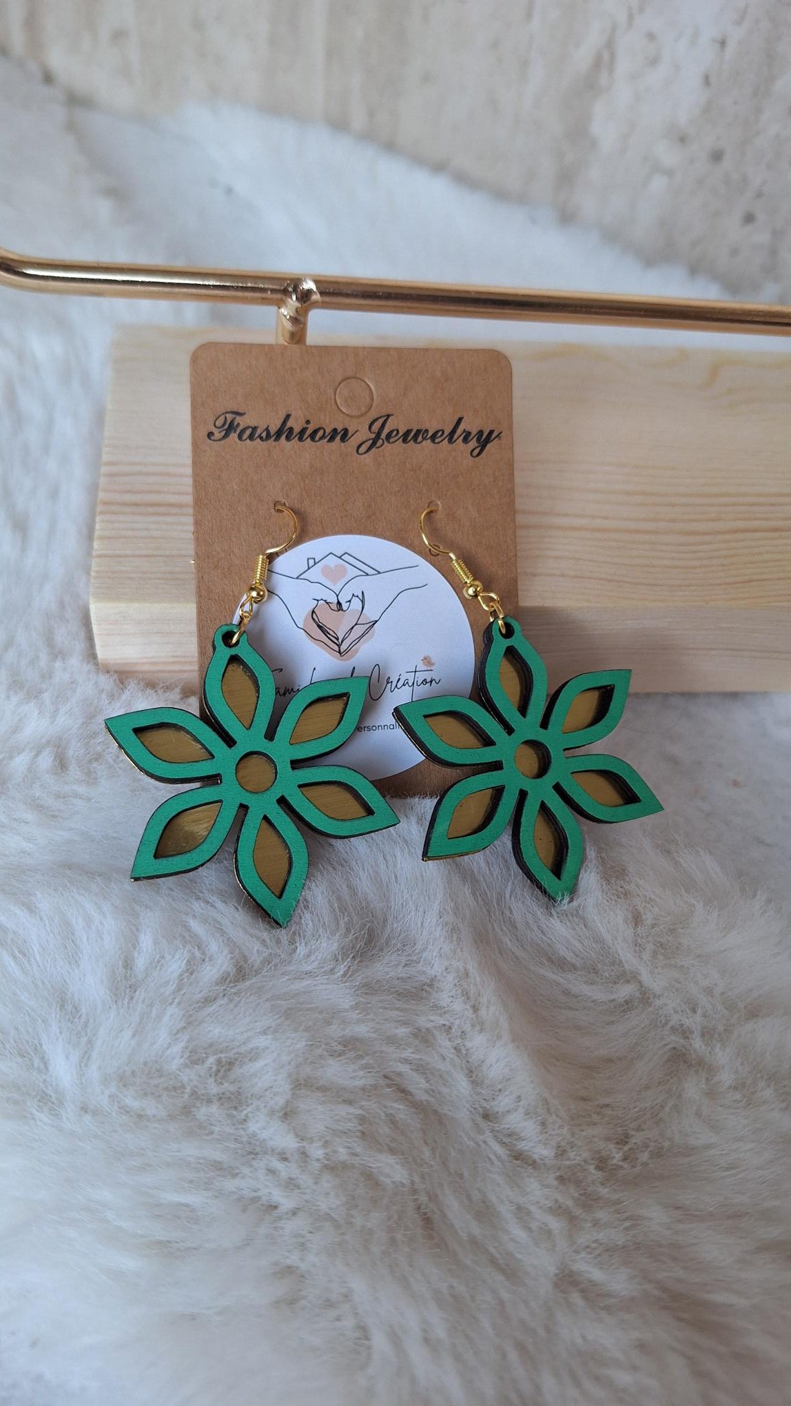 Boucles d'oreilles vert or