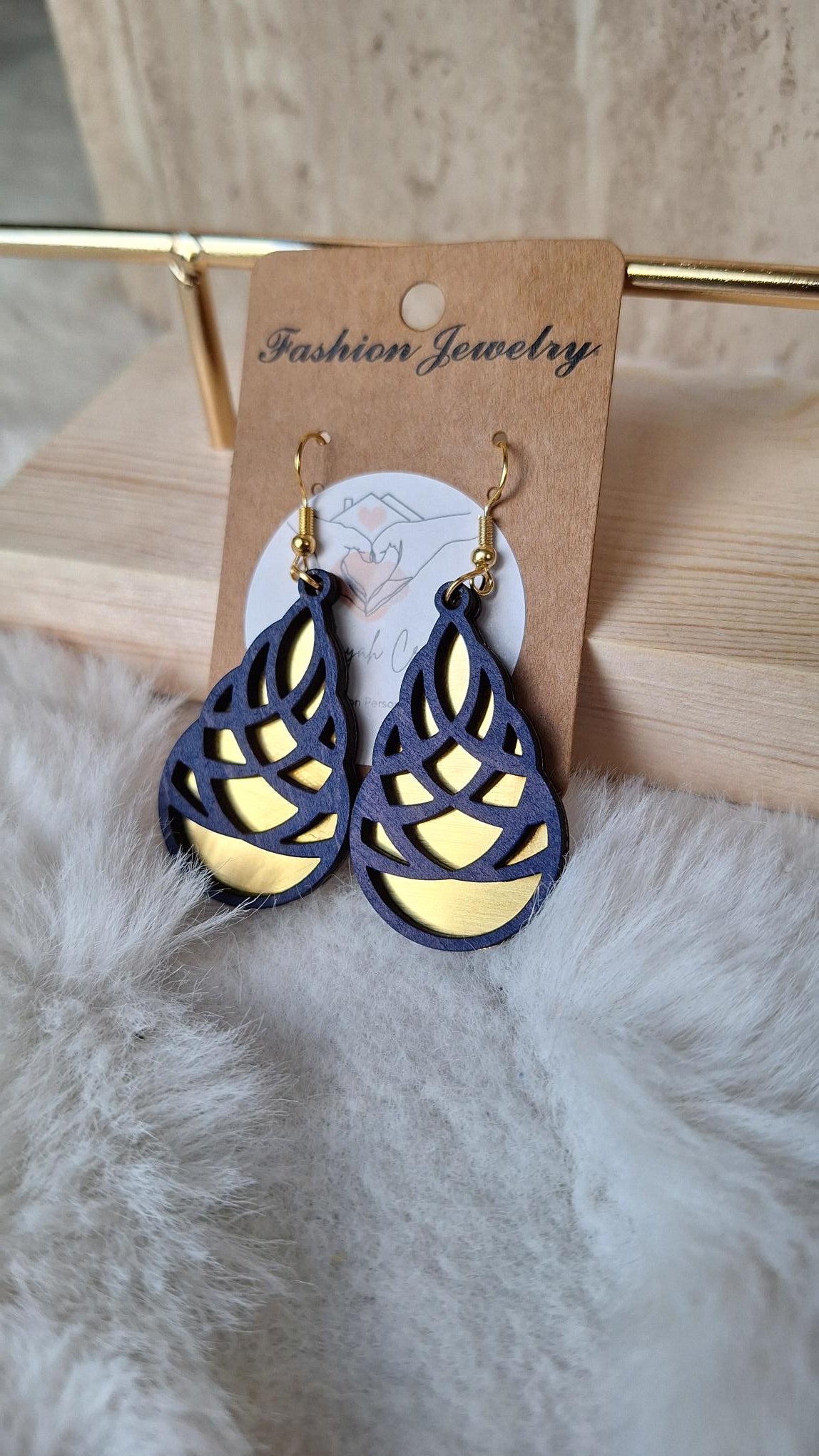 Boucles d'oreilles bleu or