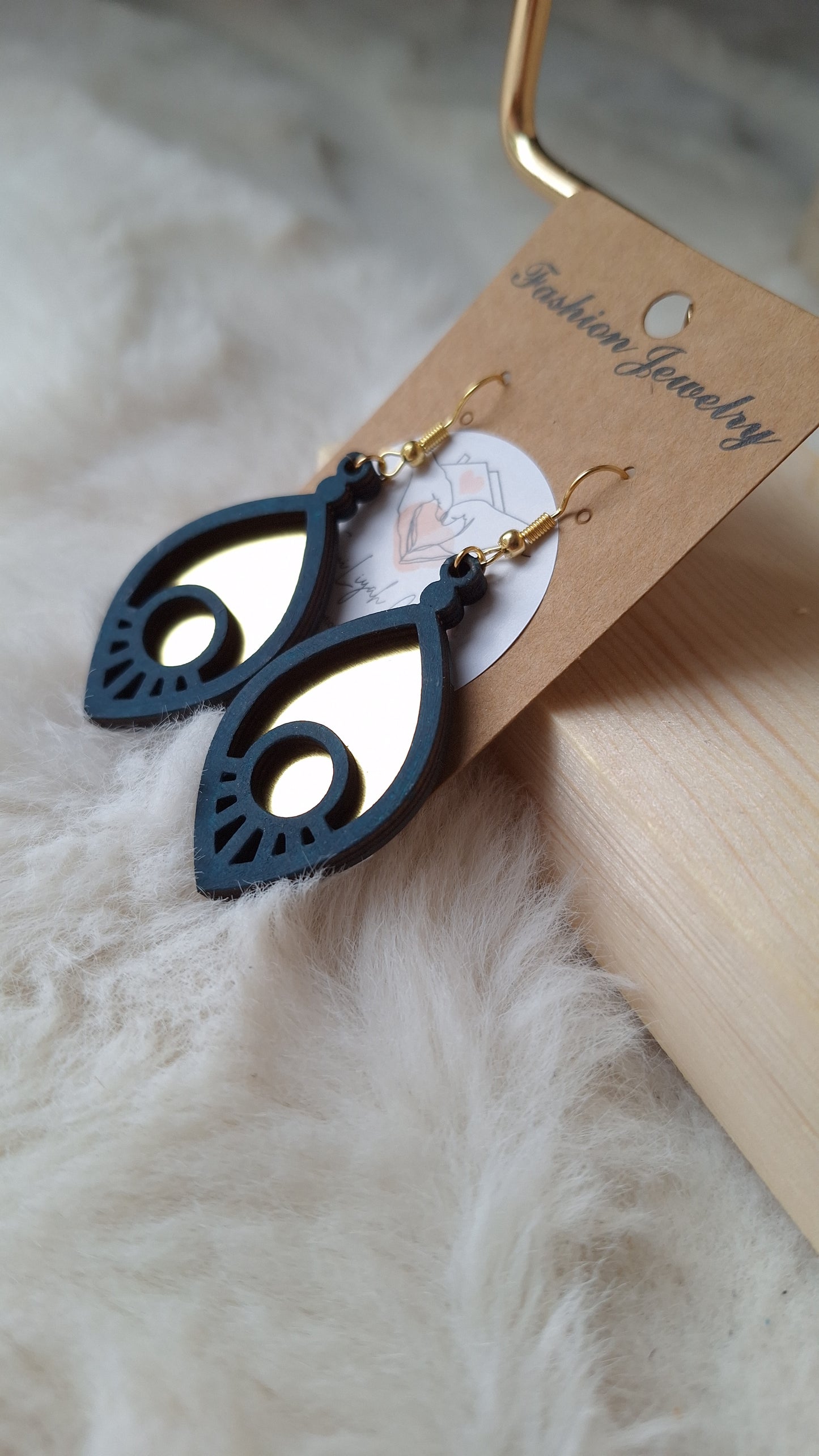 Boucles d'oreilles or et bleu