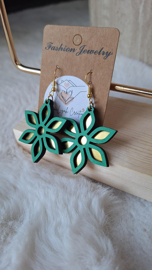 Boucles d'oreilles vert or