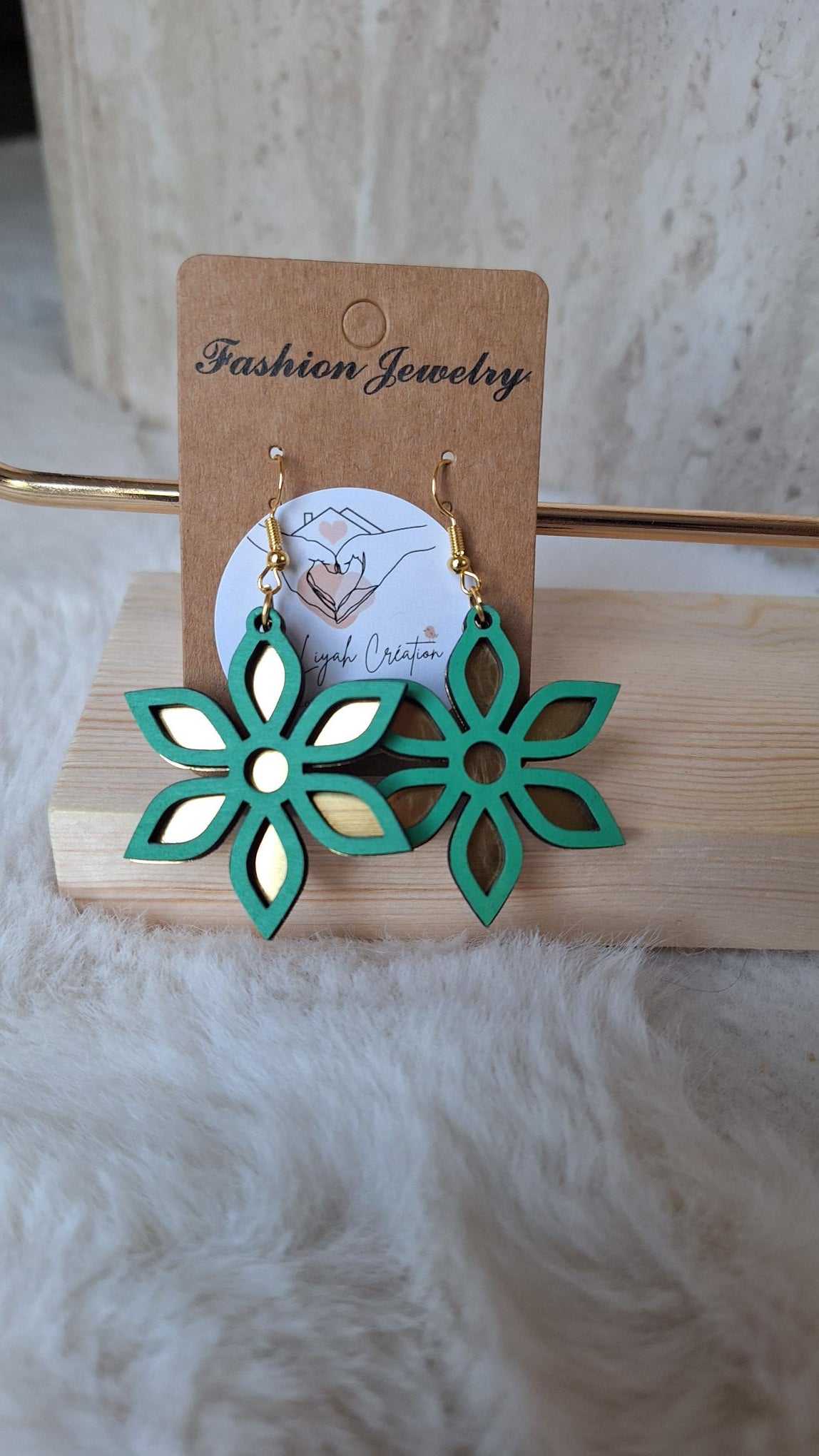 Boucles d'oreilles vert or