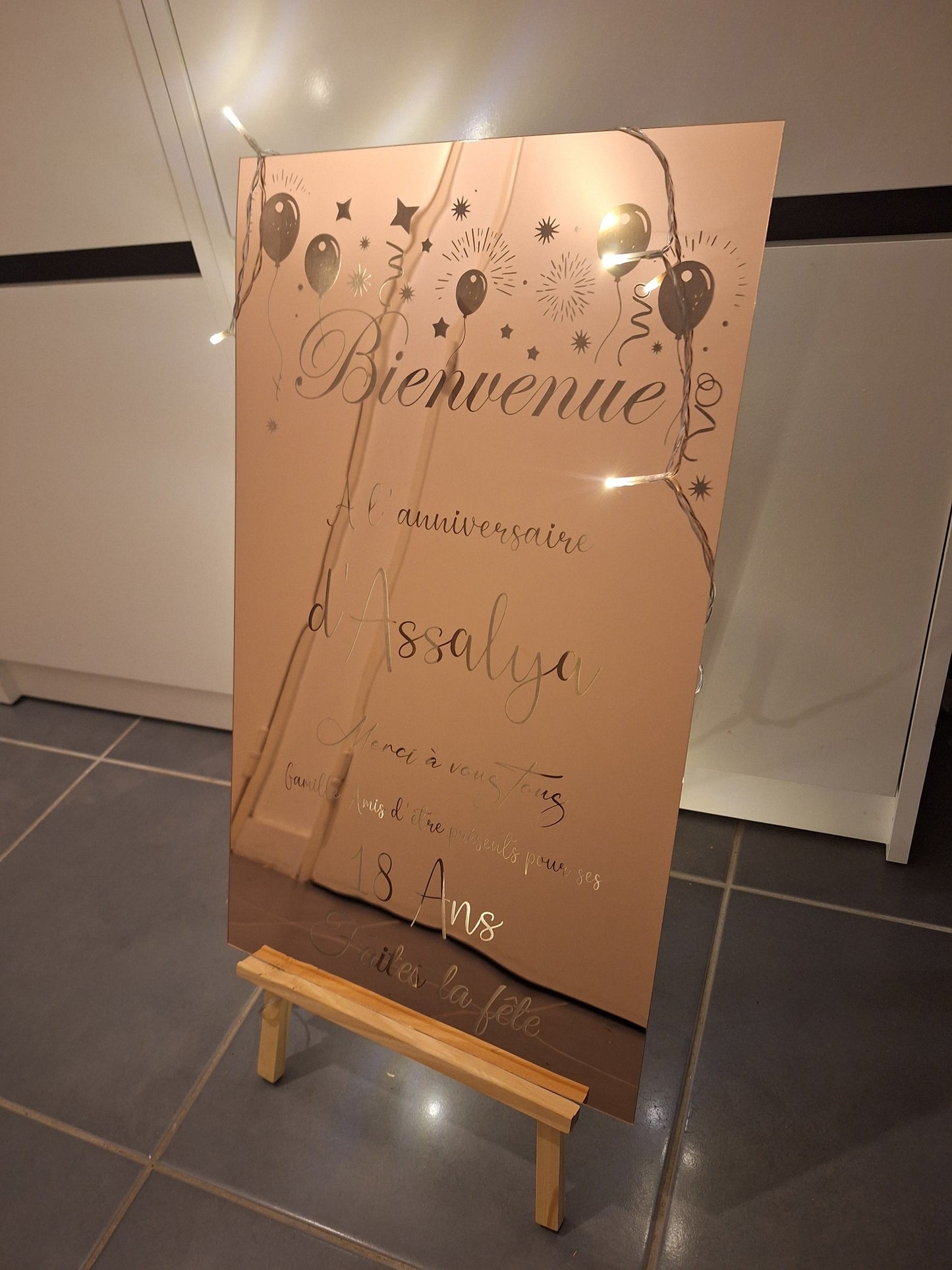 Panneau Bienvenue plexiglass miroir